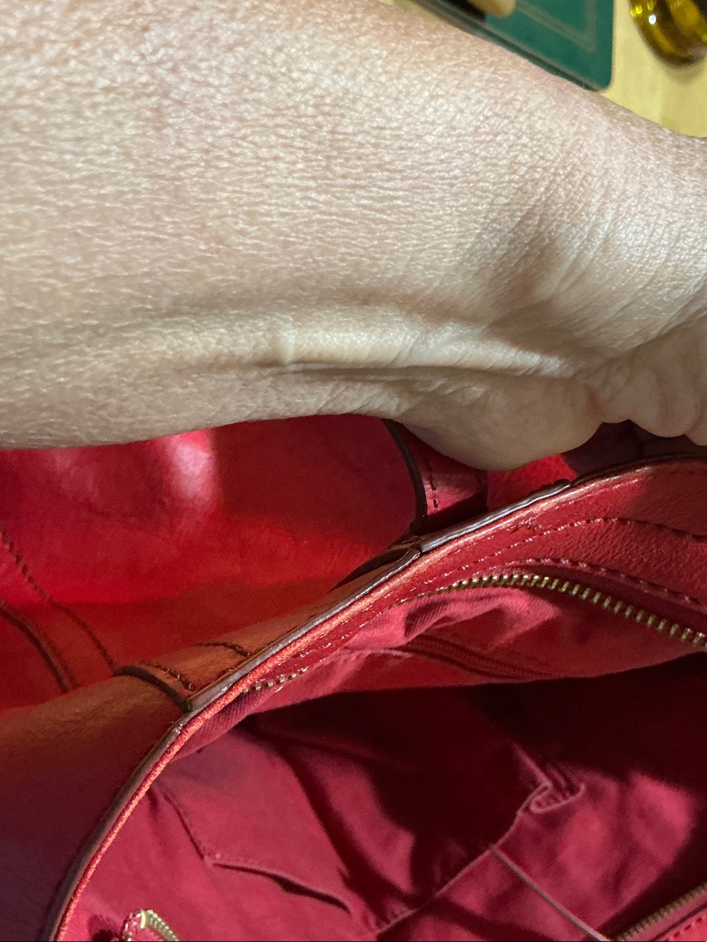 Fossil Red Leather Tote With Key Charm — image 5 of 8